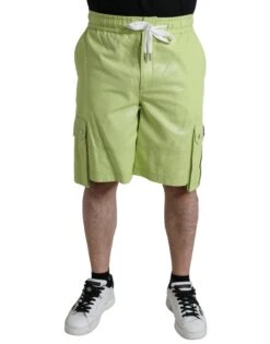 Dolce & Gabbana Light Green Cotton Men Cargo Bermuda Men's Shorts