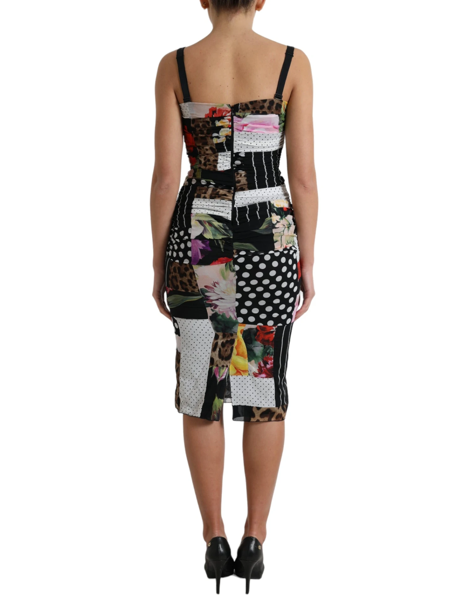 Dolce & Gabbana Multicolor Patchwork Midi Floral Leopard Bodycon Women's Dress 5 Dolce & Gabbana Multicolor Patchwork Midi Floral Leopard Bodycon Women's Dress - Image 3