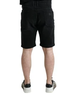 Dolce & Gabbana Black Cotton Stretch Bermuda Denim Men's Shorts -Lux Lair Store 4342873