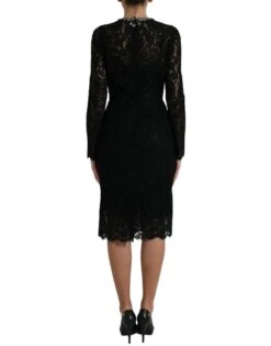 Dolce & Gabbana Black Lace Crystal Embellished Sheath Women's Dress -Lux Lair Store 4355562