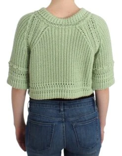 Ermanno Scervino Green Cropped Knit Sweater Knitted Women's Jumper -Lux Lair Store 4356194