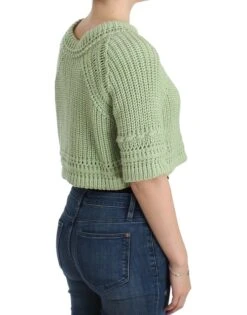 Ermanno Scervino Green Cropped Knit Sweater Knitted Women's Jumper -Lux Lair Store 4356195