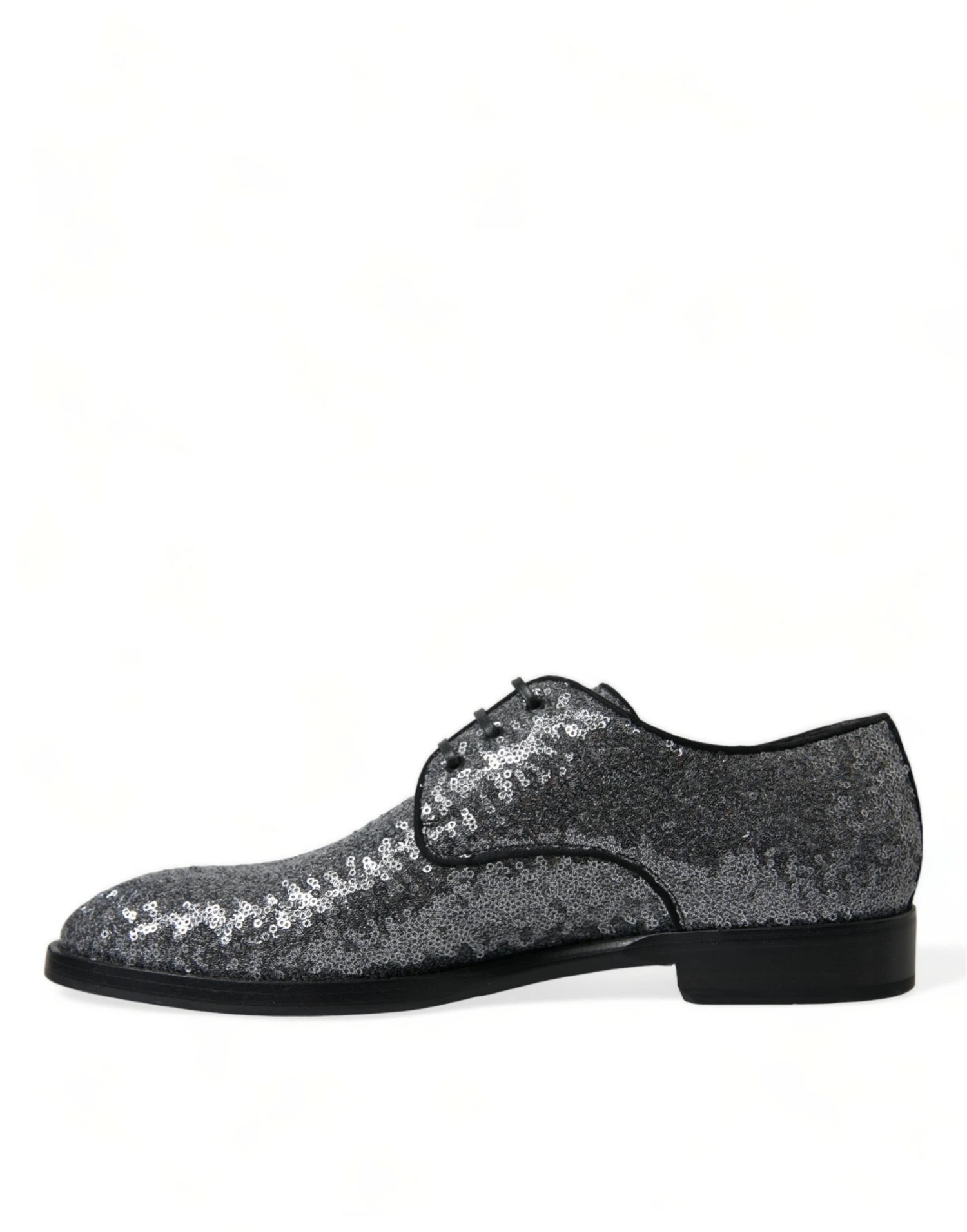 Dolce & Gabbana Silver Sequined Lace Up Men Derby Dress Men's Shoes 7 Dolce & Gabbana Silver Sequined Lace Up Men Derby Dress Men's Shoes - Image 5