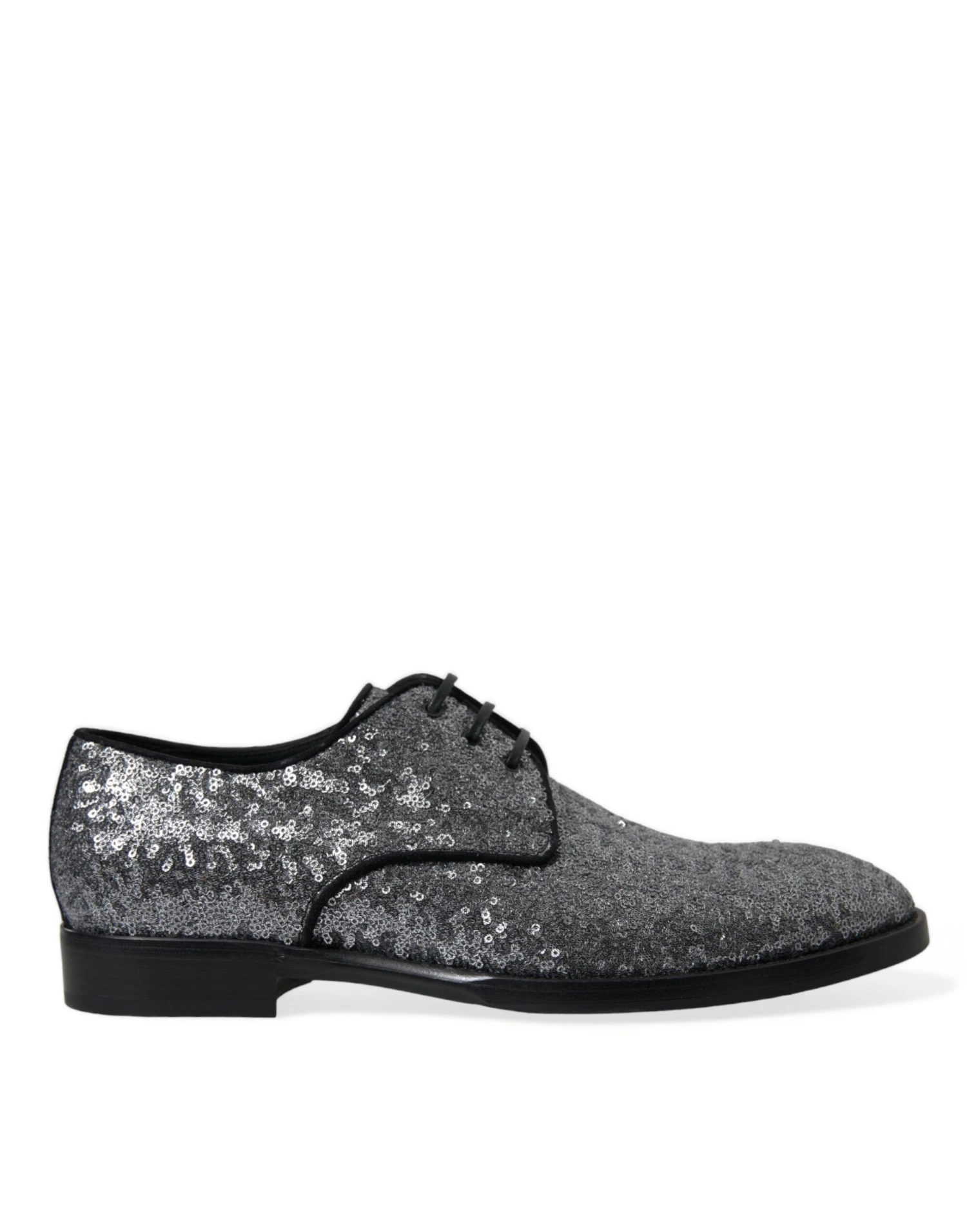 Dolce & Gabbana Silver Sequined Lace Up Men Derby Dress Men's Shoes 3 Dolce & Gabbana Silver Sequined Lace Up Men Derby Dress Men's Shoes