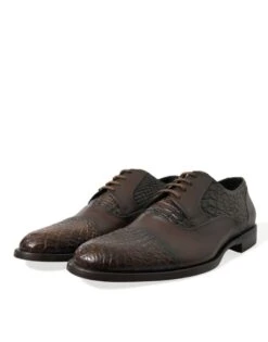 Dolce & Gabbana Brown Exotic Leather Lace Up Oxford Dress Men's Shoes -Lux Lair Store 4357776