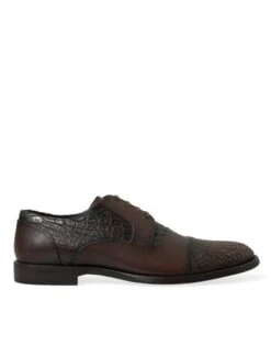 Dolce & Gabbana Brown Exotic Leather Lace Up Oxford Dress Men's Shoes