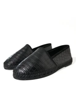 Dolce & Gabbana Black Exotic Leather Espadrilles Slip On Men's Shoes -Lux Lair Store 4361647