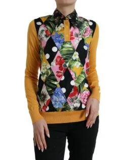 Dolce & Gabbana Multicolor Patchwork Cashmere Henley Women's Sweater