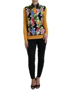 Dolce & Gabbana Multicolor Patchwork Cashmere Henley Women's Sweater -Lux Lair Store 4362269