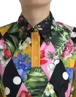 Dolce & Gabbana Multicolor Patchwork Cashmere Henley Women's Sweater -Lux Lair Store 4362274