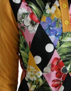 Dolce & Gabbana Multicolor Patchwork Cashmere Henley Women's Sweater -Lux Lair Store 4362275