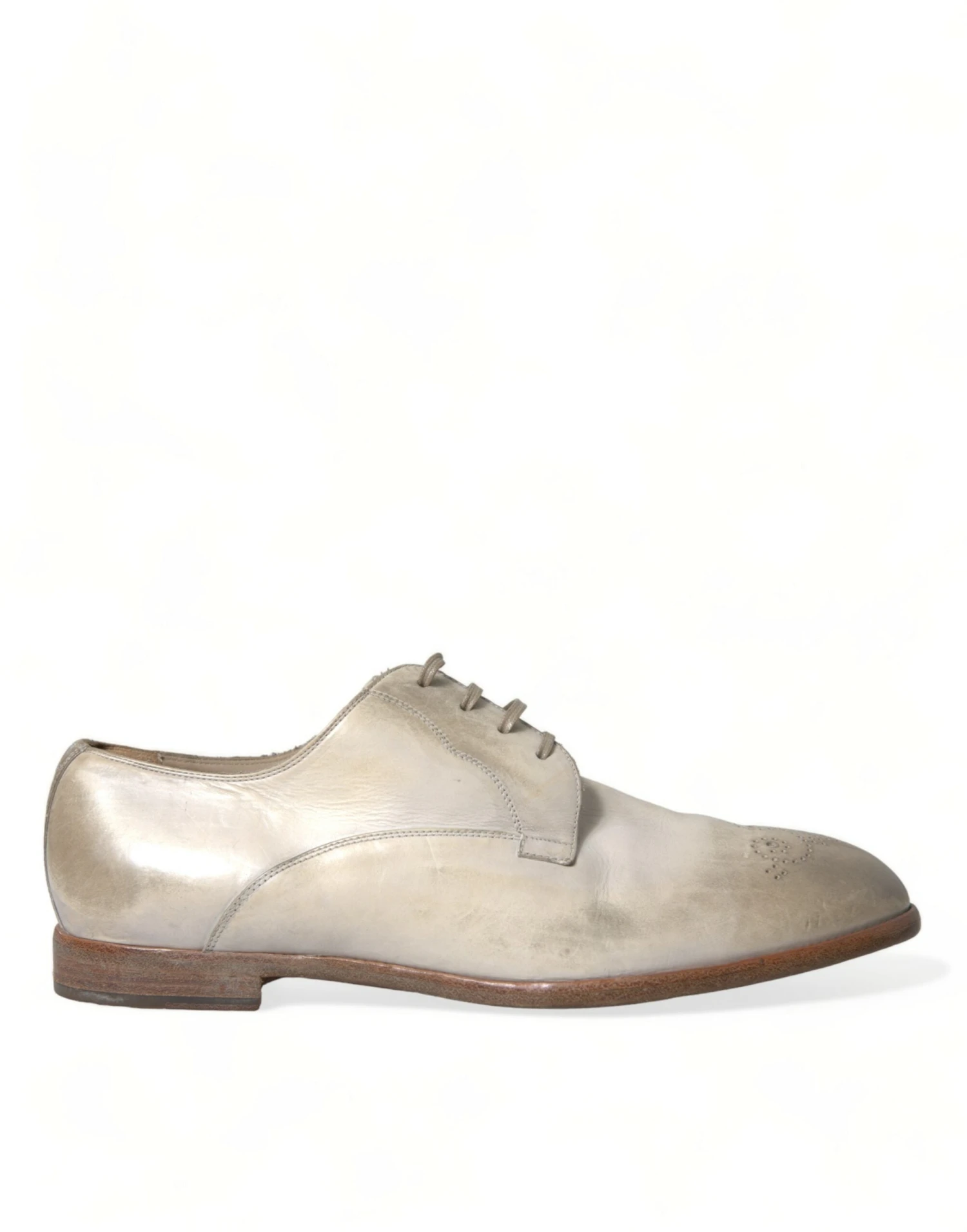 Dolce & Gabbana White Distressed Leather Derby Dress Men's Shoes 3 Dolce & Gabbana White Distressed Leather Derby Dress Men's Shoes