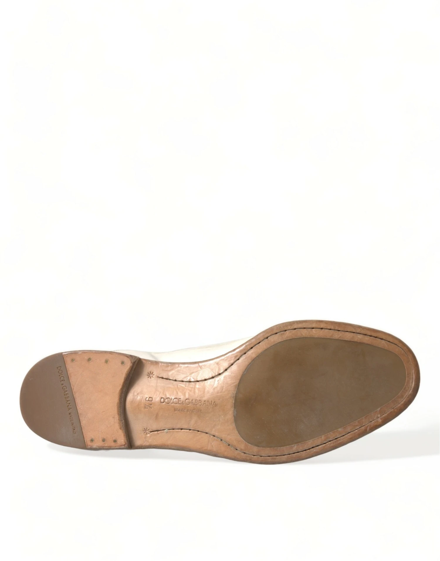 Dolce & Gabbana White Distressed Leather Derby Dress Men's Shoes 8 Dolce & Gabbana White Distressed Leather Derby Dress Men's Shoes - Image 6