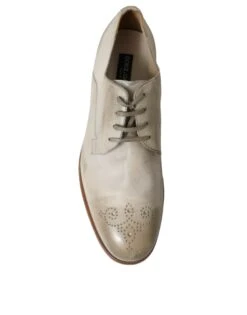 Dolce & Gabbana White Distressed Leather Derby Dress Men's Shoes 10 Dolce & Gabbana White Distressed Leather Derby Dress Men's Shoes -Lux Lair Store 4362826