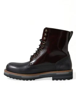 Dolce & Gabbana Black Leather Military Combat Boots Men's Shoes -Lux Lair Store 4363313