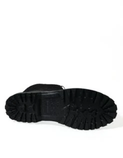 Dolce & Gabbana Black Chioggia Rubber Suede Rain Boots Men's Shoes 13 Dolce & Gabbana Black Chioggia Rubber Suede Rain Boots Men's Shoes -Lux Lair Store 4363399