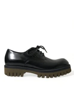 Dolce & Gabbana Black Leather Lace Up Derby Men Dress Men's Shoes
