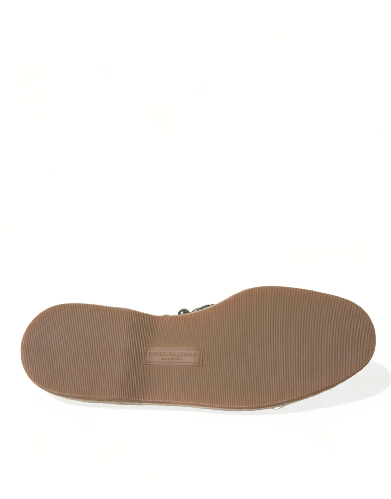 Dolce & Gabbana Gray Linen Leather Studded Loafers Men's Shoes 8 Dolce & Gabbana Gray Linen Leather Studded Loafers Men's Shoes - Image 6