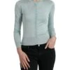 Dolce & Gabbana Light Blue Silk Crew Neck Cardigan Women's Sweater -Lux Lair Store 4368819
