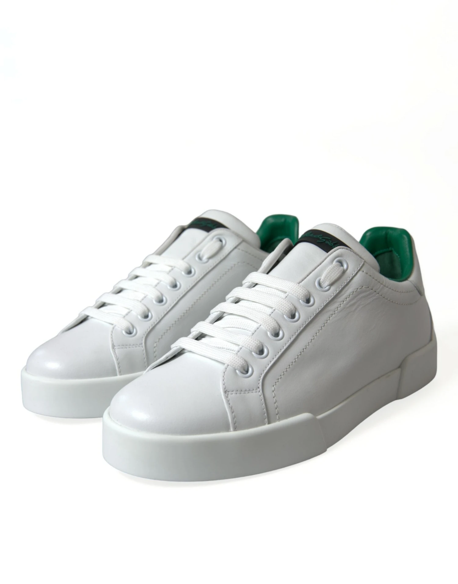 Dolce & Gabbana White Green Leather Portofino Sneakers Men's Shoes 5 Dolce & Gabbana White Green Leather Portofino Sneakers Men's Shoes - Image 3