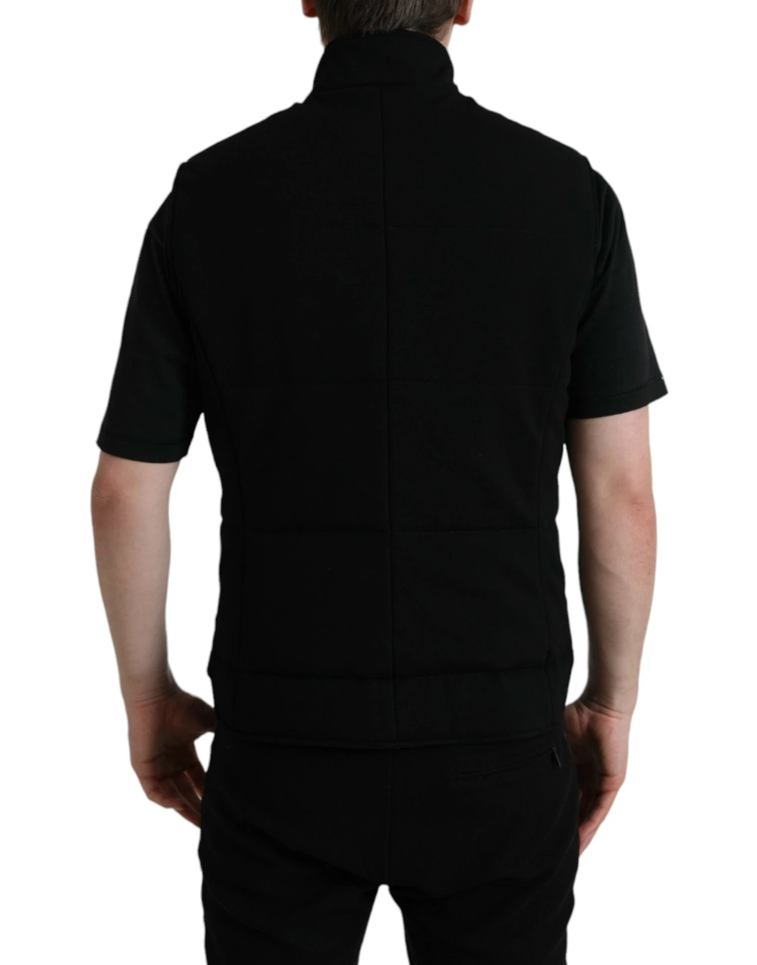 Dolce & Gabbana Black Rayon Buttoned Vest Logo Men's Jacket 5 Dolce & Gabbana Black Rayon Buttoned Vest Logo Men's Jacket - Image 3