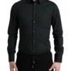 Dolce & Gabbana Black Cotton Silk Formal GOLD Dress Men's Shirt