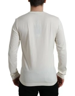 Dolce & Gabbana Off White Cotton Henley Pullover Men's Sweater -Lux Lair Store 4371834