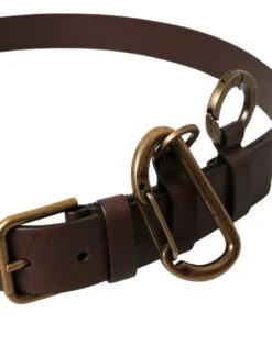 Dolce & Gabbana Brown Calf Leather Gold Metal Buckle Men's Belt -Lux Lair Store 4383577