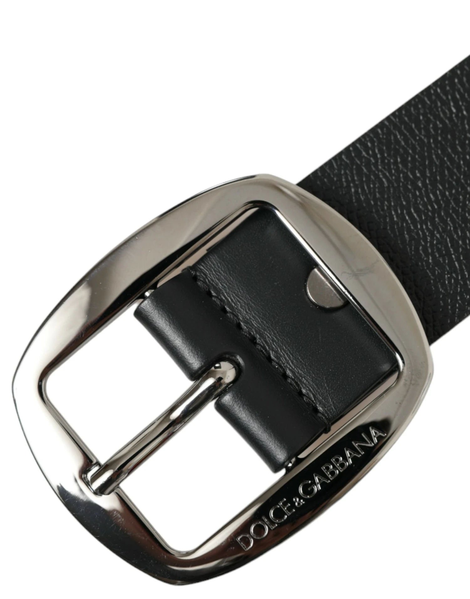Dolce & Gabbana Elegant Black Leather Belt With Metal Men's Buckle 7 Dolce & Gabbana Elegant Black Leather Belt With Metal Men's Buckle - Image 5