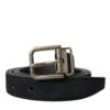 Dolce & Gabbana Black Goat Leather Antique Metal Buckle Men's Belt -Lux Lair Store 4384111