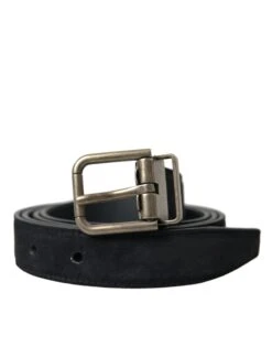 Dolce & Gabbana Black Goat Leather Antique Metal Buckle Men's Belt