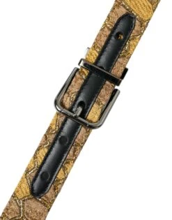 Dolce & Gabbana Gold Leather Jacquard Silver Metal Buckle Men's Belt 10 Dolce & Gabbana Gold Leather Jacquard Silver Metal Buckle Men's Belt -Lux Lair Store 4384132
