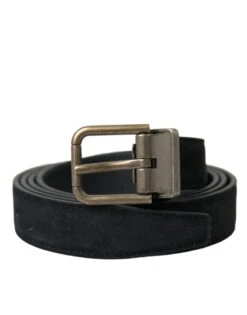 Dolce & Gabbana Black Suede Leather Gold Metal Buckle Men's Belt