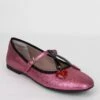 Gucci Girl Junior Pink Shimmer Fabric Ballet Flats W/Hearts 35