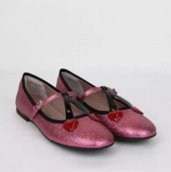 Gucci Girl Junior Pink Shimmer Fabric Ballet Flats W/Hearts 35 -Lux Lair Store 439814 5860 35 4