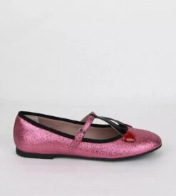 Gucci Girl Junior Pink Shimmer Fabric Ballet Flats W/Hearts 35 -Lux Lair Store 439814 5860 35 6