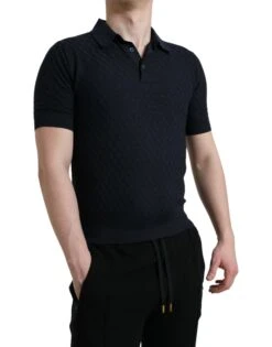 Dolce & Gabbana Dark Blue Collared Short Sleeve Polo Men's T-shirt -Lux Lair Store 4404130