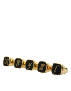 Dolce & Gabbana Gold Brass ROYAL Enamel Set Of 5 Men's Ring