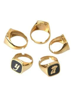 Dolce & Gabbana Gold Brass ROYAL Enamel Set Of 5 Men's Ring -Lux Lair Store 4404333