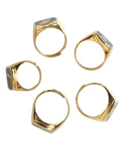 Dolce & Gabbana Gold Brass ROYAL Enamel Set Of 5 Men's Ring -Lux Lair Store 4404334