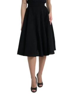 Dolce & Gabbana Black High Waist A-line Knee Length Women's Skirt