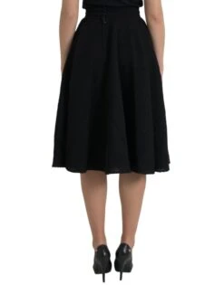 Dolce & Gabbana Black High Waist A-line Knee Length Women's Skirt 10 Dolce & Gabbana Black High Waist A-line Knee Length Women's Skirt -Lux Lair Store 4404848