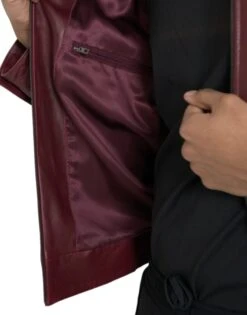 Dolce & Gabbana Maroon Exotic Leather Zip Biker Coat Men's Jacket -Lux Lair Store 4405187