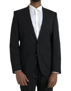 Dolce & Gabbana Black MARTINI Slim Fit Jacket Coat Men's Blazer