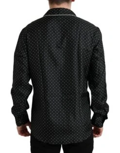 Dolce & Gabbana Black Polka Dot Silk Long Sleeve Men's Shirt 10 Dolce & Gabbana Black Polka Dot Silk Long Sleeve Men's Shirt -Lux Lair Store 4405315
