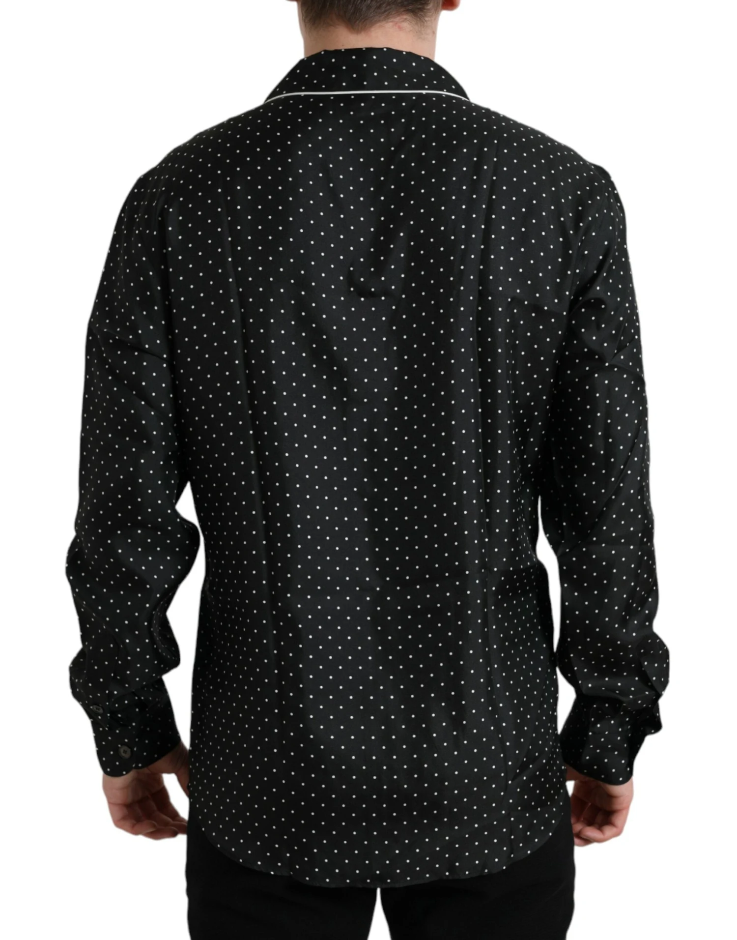 Dolce & Gabbana Black Polka Dot Silk Long Sleeve Men's Shirt 5 Dolce & Gabbana Black Polka Dot Silk Long Sleeve Men's Shirt - Image 3