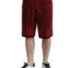 Dolce & Gabbana Red Leopard Print Viscose Bermuda Men's Shorts 1 Dolce & Gabbana Red Leopard Print Viscose Bermuda Men's Shorts -Lux Lair Store 4405640