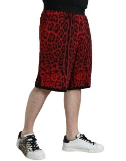 Dolce & Gabbana Red Leopard Print Viscose Bermuda Men's Shorts -Lux Lair Store 4405642