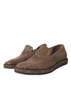 Dolce & Gabbana Brown Woven Leather Loafers Casual Men's Shoes 10 Dolce & Gabbana Brown Woven Leather Loafers Casual Men's Shoes -Lux Lair Store 4417904