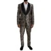Dolce & Gabbana Brown Floral Jacquard Formal 3 Piece Men's Suit -Lux Lair Store 4422036